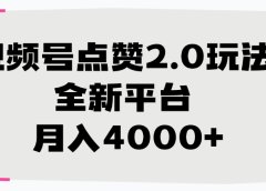 视频号点赞2.0玩法,全新平台, 月入4000+