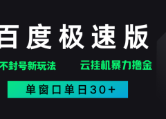 百度极速版解决异常玩法,全新暴力撸金,单窗口单日30+