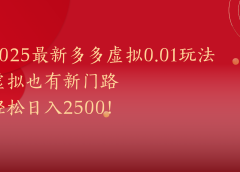 2025最新多多虚拟0.01玩法！虚拟也有新世界，轻松日入2500!