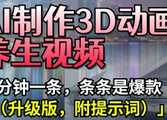 AI制作3D动画养生视频,三分钟一条,条条是爆款(升级版,附提示词)