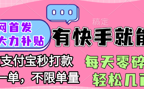 全网首发项目, 有快手就能做, 每天零碎时间轻松几百块