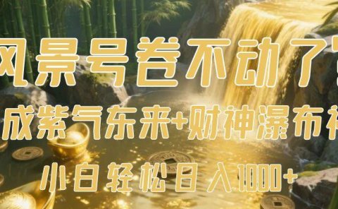 风景号卷不动了?AI一键生成紫气东来+财神瀑布视频,小白轻松日入1000+