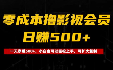 0成本撸影视会员,一天净赚500+,小白也可以轻松上手,可扩大复制