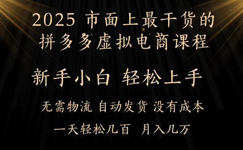 25年最干货的拼多多虚拟电商课程,小白轻松上手,月入过万只是门槛!虚拟电商,如皓月见青天!