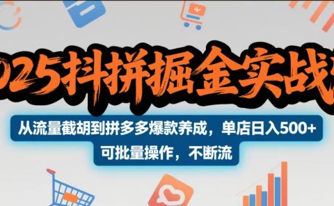 2025抖拼掘金实战营,从流量截胡到拼多多爆款养成,单店日入500+ 可批量操作,不断流