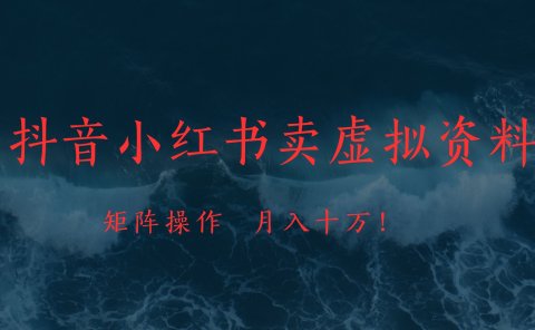 抖音小红书卖虚拟教辅、公务员资料,矩阵操作、月入十万!
