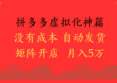 2025年最新暴力起店玩法，拼多多虚拟电商化神篇，月入5万+