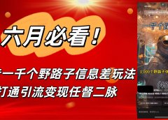 6月必看!抖音一千个野路子信息差玩法,打通引流变现任督二脉