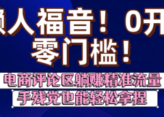 懒人福音!0开店、零门槛!电商评论区躺赚精准流量,手残党也能轻松拿捏