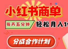 小红书商单分成合作计划，每天五分钟，轻松月入1w+