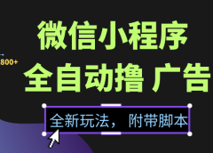 微信小程序挂机撸广告，全新玩法，新手一天轻松800+【附带脚本】