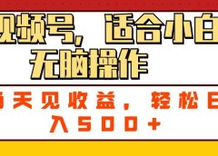 ai视频号,适合小白无脑操作,当天见收益,轻松日入500+