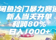 闲鱼冷门暴力赛道，新人可当天开单，利润80%，日入1000+