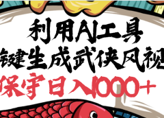 利用AI工具一键生成武侠风视频，原创度高，画面好看，狂撸视频号分成计划收益