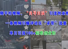 随手拍视频,“自导自演”引流创业粉,一条视频引爆评论区“求带”流量,单日引流100+精准创业粉