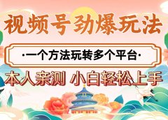 2025年视频号劲爆玩法，一个方法玩转多个平台 小白也能轻松上手