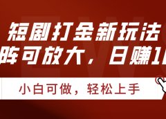 短剧打金新玩法，可矩阵可放大，日赚1000+