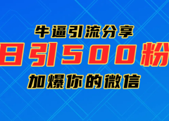 超牛逼引流分享,日引300-500粉,加爆你的微信