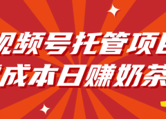 视频号托管项目，零成本日赚奶茶钱