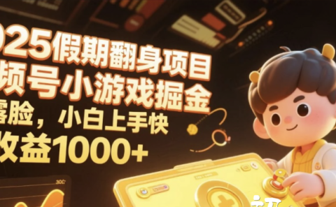 2025假期翻身项目,视频号小游戏掘金,不露脸,小白上手快,日收益1000+