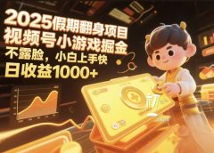 视频号小游戏掘金，2025假期翻身项目不露脸，小白上手快