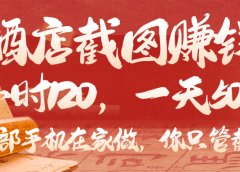 美团酒店截图,你只管截图,一小时 120,一天 500,一部手机在家做