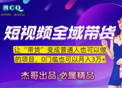短视频全域带货，让“带货”变成普通人也可以做的项目，0门槛也可以月入3万加