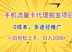 手机流量卡代理掘金项目，0成本，多途径推广，小白轻松上手，日入1000+
