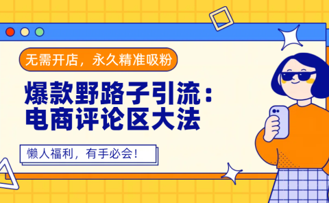 爆款野路子引流：电商评论区大法，无需开店，永久精准吸粉，懒人福利，有手必会！