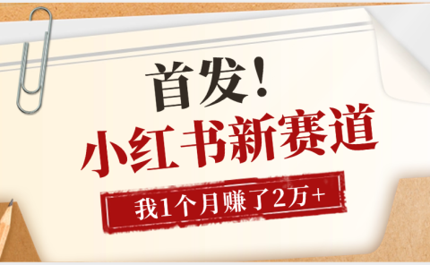 【首发】小红书全新赛道,我自己靠这个项目上个月收益2W+