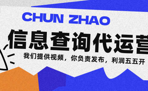 信息查询代运营小众蓝海爆款项目，每天发发视频，单日稳定变现500+