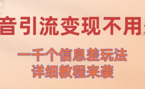 抖音引流变现不用愁！一千个信息差玩法详细教程来袭