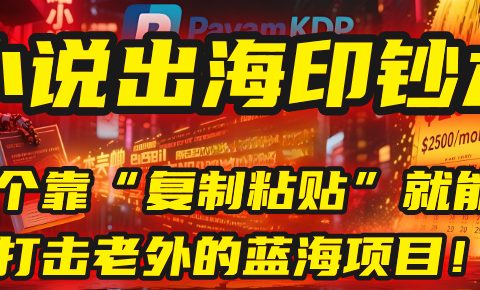 小说出海印钞术:一个靠“复制粘贴”就能降维打击老外的蓝海项目!