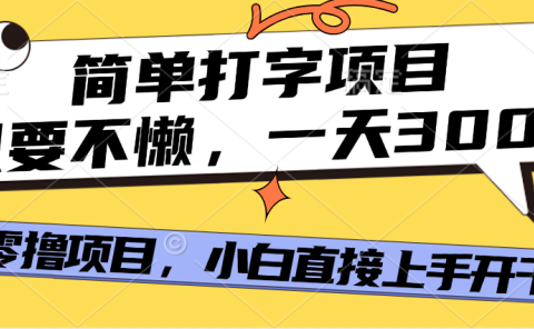 简单打字项目,只要不懒,多劳多得,零撸项目,直接开干!