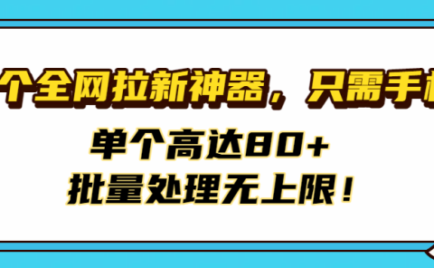 首个全网拉新神器,只需手机,单个高达80+,批量处理无上限!