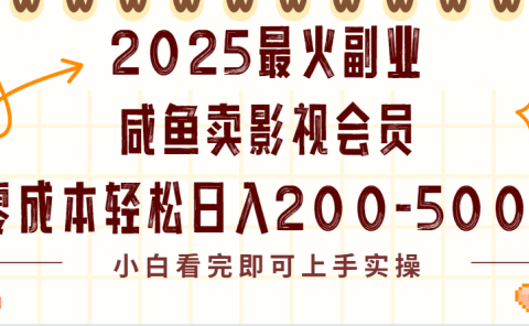 2025最火副业闲鱼卖vip影视会员，零成本日入200-500