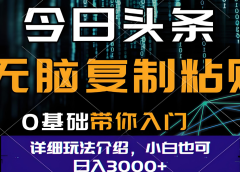 今日头条爆火赛道玩法,利用简单的指令一键生成爆火文章,小白只需无脑复制粘贴即可,单日收益稳定3000+