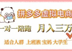 拼多多虚拟电商,一对一陪跑,月入3万,0囤货,轻资产,不发货