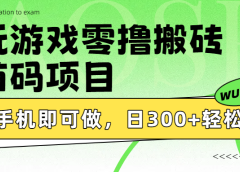 玩游戏零撸搬砖,首码项目,手机即可做,日300+轻松到账