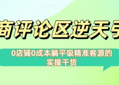 0店铺0成本!电商评论区逆天引流,躺平吸精准客源的实操干货【下面那个简介错了】