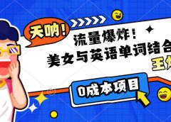 美女与英语单词结合,流量爆炸,王炸组合,0成本项目!