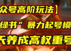 【公众号高阶玩法】我用这套“小绿书”暴力起号模型,7天养成高权重号!