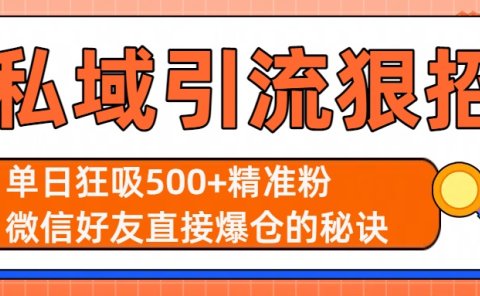 私域引流狠招:单日狂吸500+精准粉,微信好友直接爆仓的秘诀