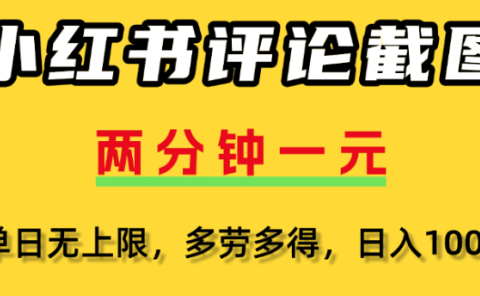 小红书评论区评论截图,一分钟2条,日入几千,多劳多得