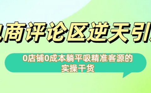 0店铺0成本!电商评论区逆天引流,躺平吸精准客源的实操干货【下面那个简介错了】