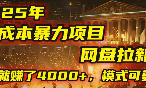 2025年,一个“0成本”的暴力项目:靠“网盘拉新”,有人一天就赚了4000+,模式可复制!