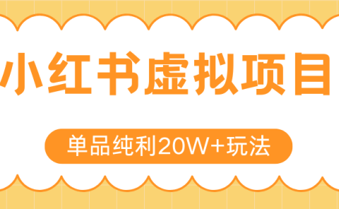 小红书卖虚拟产品,单品纯利20W+玩法分享(4节系列课程)