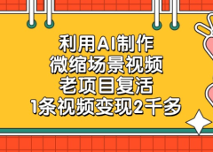 老项目复活,微缩场景视频,利用AI制作,1条视频变现2千多!