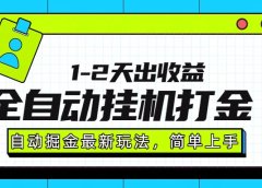 最新全自动打金玩法单日收益1000-2000