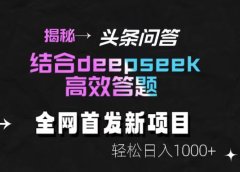 头条问答新玩法！结合deepseek高效答题，轻松日入1000+【揭秘】